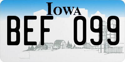 IA license plate BEF099