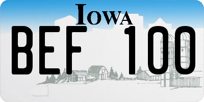 IA license plate BEF100