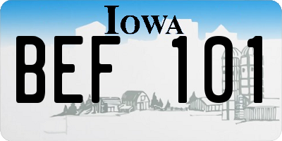 IA license plate BEF101