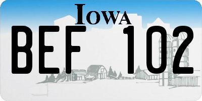 IA license plate BEF102