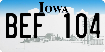 IA license plate BEF104