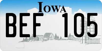 IA license plate BEF105
