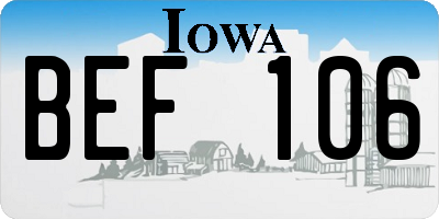 IA license plate BEF106
