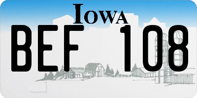 IA license plate BEF108