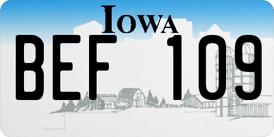 IA license plate BEF109