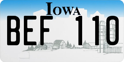IA license plate BEF110