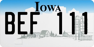 IA license plate BEF111
