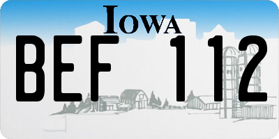 IA license plate BEF112
