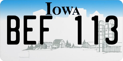 IA license plate BEF113