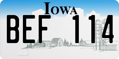 IA license plate BEF114