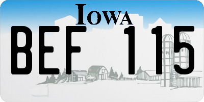 IA license plate BEF115