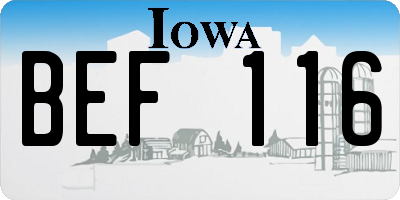 IA license plate BEF116