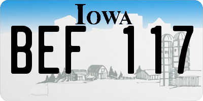 IA license plate BEF117