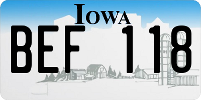 IA license plate BEF118