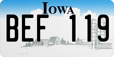 IA license plate BEF119