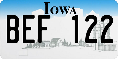 IA license plate BEF122