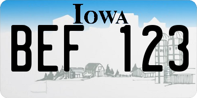 IA license plate BEF123