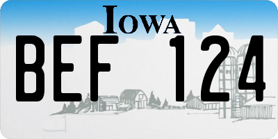 IA license plate BEF124