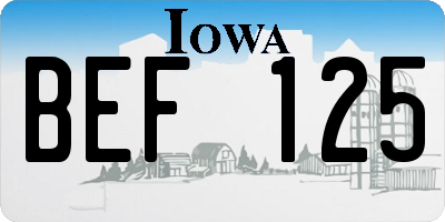 IA license plate BEF125