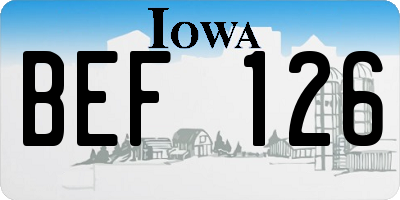 IA license plate BEF126