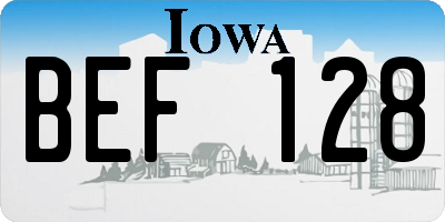 IA license plate BEF128