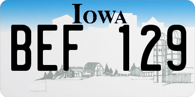 IA license plate BEF129