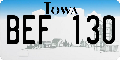 IA license plate BEF130