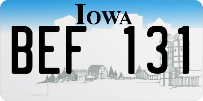 IA license plate BEF131