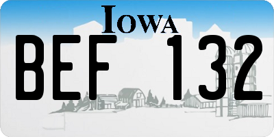 IA license plate BEF132
