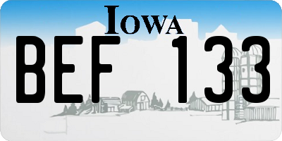IA license plate BEF133