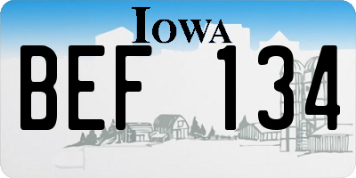 IA license plate BEF134