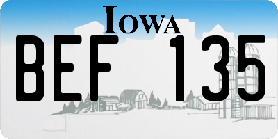 IA license plate BEF135