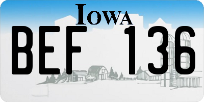 IA license plate BEF136