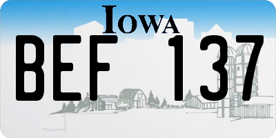 IA license plate BEF137