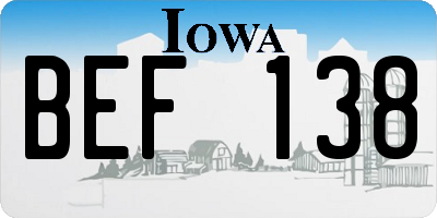 IA license plate BEF138