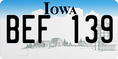 IA license plate BEF139