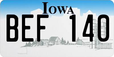 IA license plate BEF140