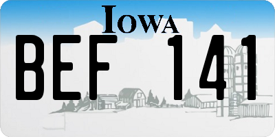 IA license plate BEF141