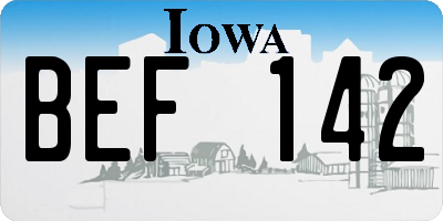 IA license plate BEF142