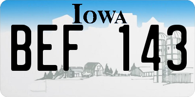 IA license plate BEF143
