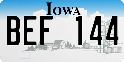 IA license plate BEF144