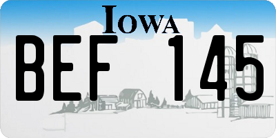 IA license plate BEF145