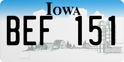 IA license plate BEF151