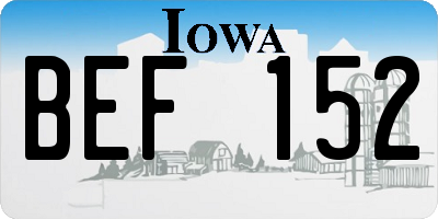IA license plate BEF152