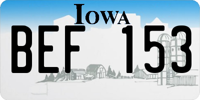 IA license plate BEF153