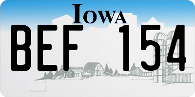 IA license plate BEF154