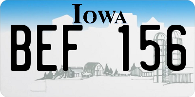 IA license plate BEF156