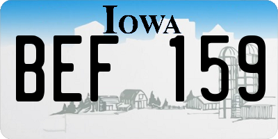 IA license plate BEF159