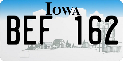 IA license plate BEF162