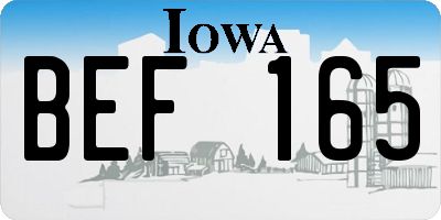IA license plate BEF165